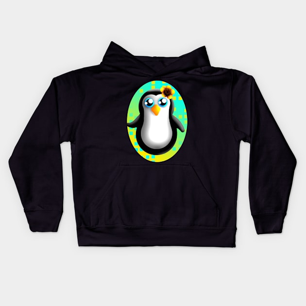 Happy Penguin Kids Hoodie by Not Meow Designs 